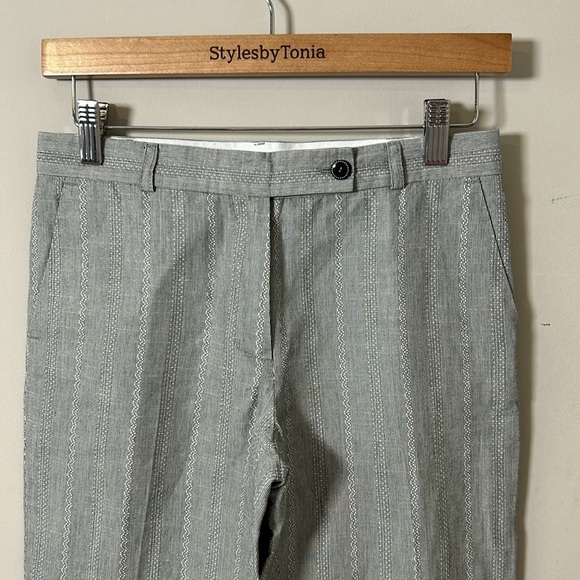 JOSEPH Striped Wide Leg Pants Grey White Pockets France Career Sz XS - Picture 2 of 12